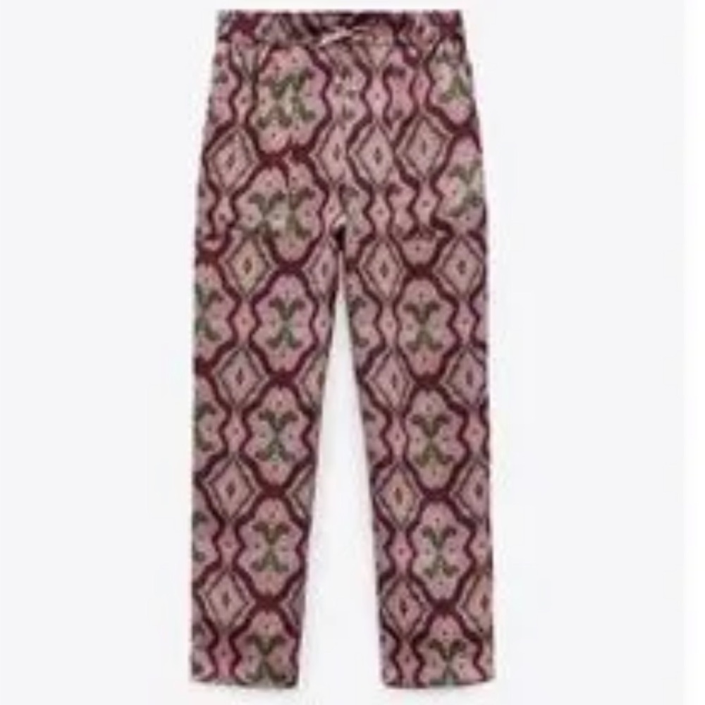 NWT ZARA Patterned viscose pants size medium